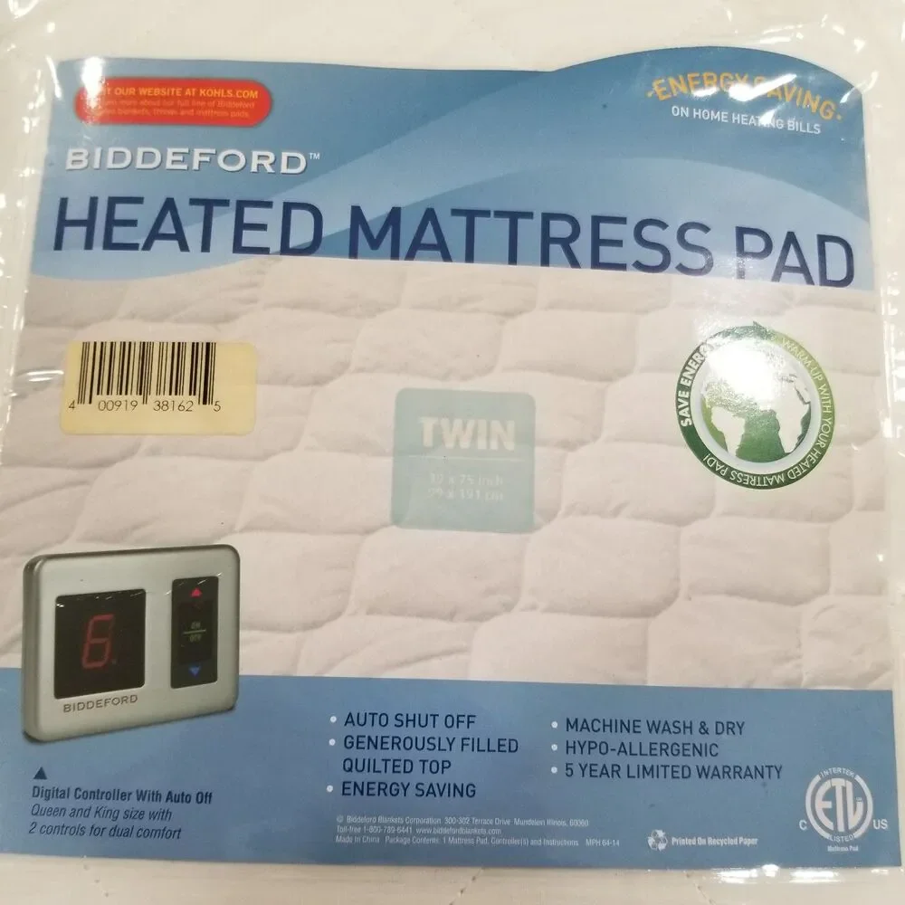 Biddeford Heated Mattress Pad Twin Size 75x39 New in Package